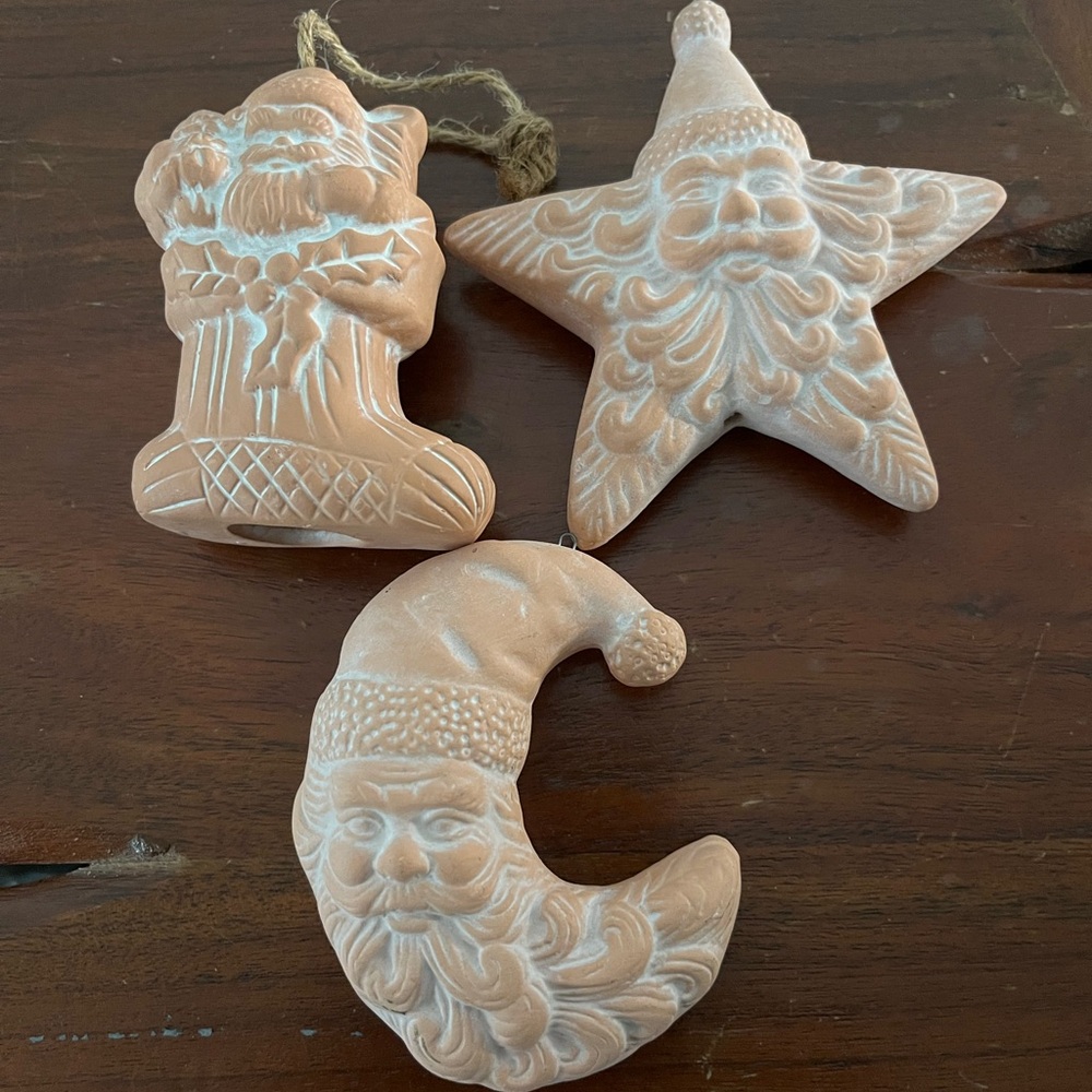 Festive Terracotta Holiday Ornaments Set